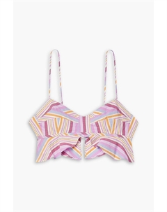 Укороченный хлопковый топ Telmani в полоску с рюшами, розовый Isabel marant