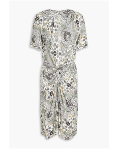 Креповое платье с закрученным передом и принтом ÉTOILE, экру Isabel marant