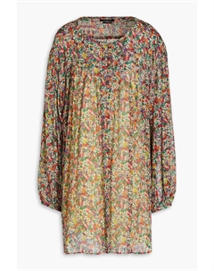 Платье мини из шелкового крепона со сборками и цветочным принтом, разноцветный Isabel marant