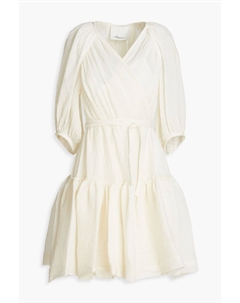 Платье мини с запахом из крепона со сборками, экру 3.1 phillip lim