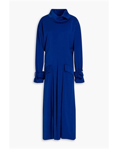 Плиссированное атласное платье миди, синий Kenzo