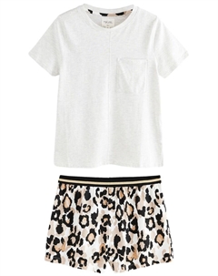 Короткий пижамный комплект, светло-коричневый Next