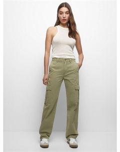 Брюки-карго свободного кроя, хаки Pull & bear