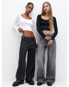 Рубашка, черный/белый Pull & bear