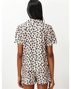 Короткий пижамный комплект, светло-бежевый Trendyol