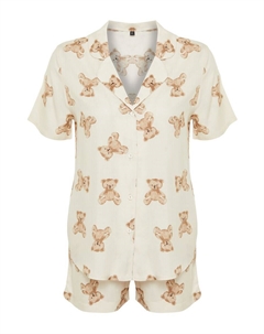 Короткий пижамный комплект, бежевый Trendyol