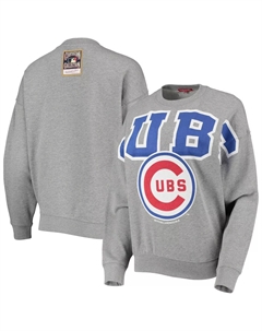 Женский легкий пуловер с логотипом Mitchell & Ness Heathered Grey Chicago Cubs Cooperstown Collection, толстовка с логотипом Unbranded