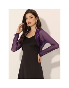 Женское элегантное болеро с открытыми плечами, однотонный укороченный кардиган, темно-фиолетовый Allegra k