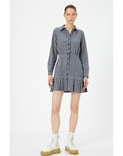 Клетчатое платье с разрезным подолом, белый Koton