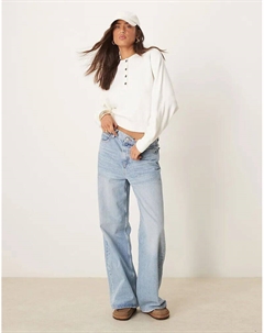 Структурированный джемпер хенли кремового цвета Asos design