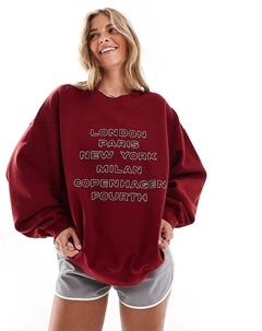 Толстовка с мотивом города недели моды в бордовом цвете 4th & reckless