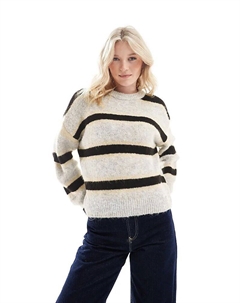 Пушистый вязаный джемпер из смеси шерсти в черную полоску Asos design