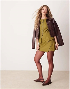 Мини-юбка-бандаж сшита на заказ в оливковом цвете Asos design