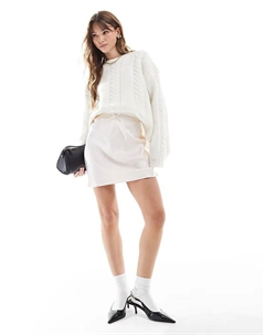 Мини-юбка из атласа с бантом светло-розового цвета Miss selfridge