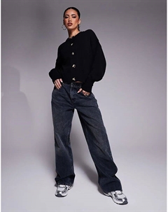 Вязаный кардиган с разноцветными золотыми пуговицами черного цвета Asos design