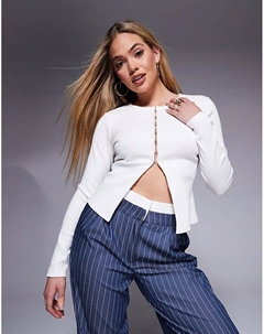 Кардиган с отделкой крючками и петлями спереди в цвете экрю Asos design