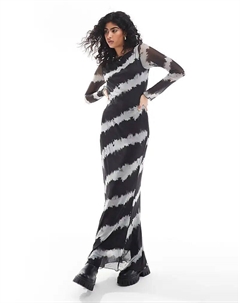 Длинное сетчатое платье-макси с размытым монопринтом Vero moda