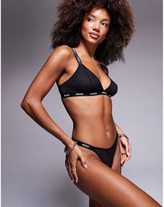 Спортивный кружевной бюстгальтер-треугольник HUGO Bodywear черного цвета Hugo red