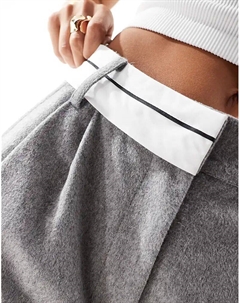 Брюки прямого кроя из смесовой шерсти серого цвета 4th & reckless