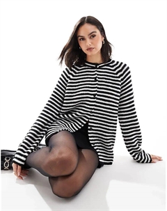 Вязаный кардиган реглан в черную полоску Asos design