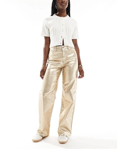 Джинсы Jucy с высокой талией и широкими штанинами цвета металлик Only