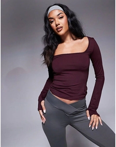 Топ из полиамида с квадратным вырезом и отверстиями для больших пальцев, цвет сливовый Asos design