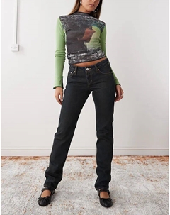 Узкие джинсы Nail с заниженной талией темно-синего цвета Weekday