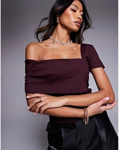 Асимметричный топ из полиамида с рукавом-крылышком в сливовом цвете Asos design