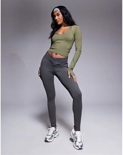 Леггинсы из полиамида с v-образным вырезом спереди сланцево-серого цвета Asos design