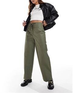 Брюки-бочки с декоративными швами цвета хаки Asos design