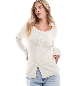 Вязаный кардиган лодочной вязки цвета экрю Asos design