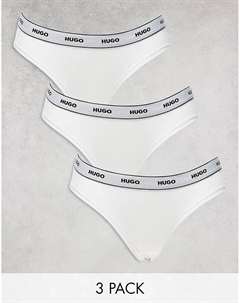 HUGO Bodywear, комплект из 3 трусов белого цвета с логотипом на поясе Hugo red