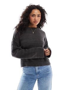 Джемпер с круглым вырезом и отделкой на рукавах в рубчик серого цвета Asos design