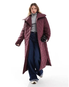 Длинное пальто с воротником-водопадом в бордовом цвете Asos design
