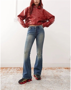 Расклешенные джинсы Flame с заниженной талией в бензиново-синем цвете Weekday