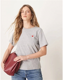 Футболка с принтом в виде сердца светло-серого цвета Jdy