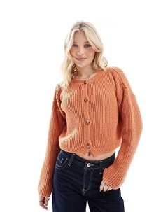 Вязаный кардиган с круглым вырезом абрикосового цвета Asos design