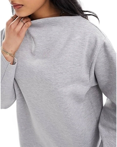 Платье-свитшот миди с длинными рукавами серого цвета с круглым вырезом-лодочкой Asos design