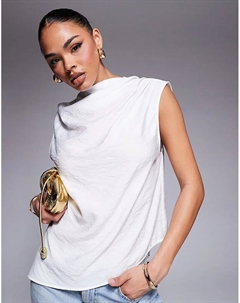 Драпированный асимметричный топ без рукавов кремового цвета Asos design