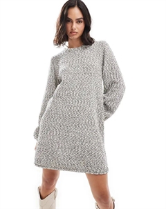 Мини-платье из фактурной трикотажной пряжи в однотонном меланжевом цвете Edited