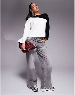 Джемпер вязаный с контрастными вставками черного цвета Asos design