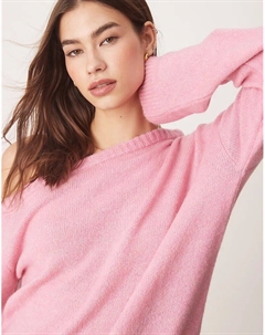 Трикотажное платье на одно плечо нежно-розового цвета Asos design