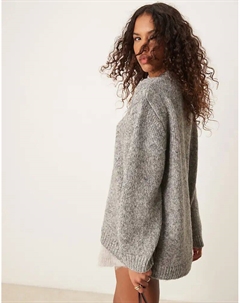 Джемпер свободного кроя с круглым вырезом серого цвета Asos design