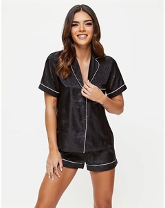 Фирменный атласный пижамный комплект черного цвета Ann summers