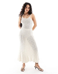 Платье миди в стиле крючком кремового цвета Edited