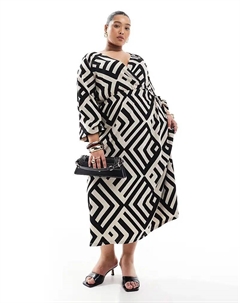 Платье-обертка длиной до щиколотки с абстрактным монопринтом Vero moda