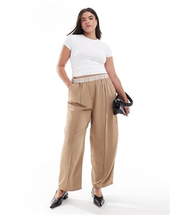 Укороченные брюки Curve с контрастной талией, серо-коричневого цвета Asos design