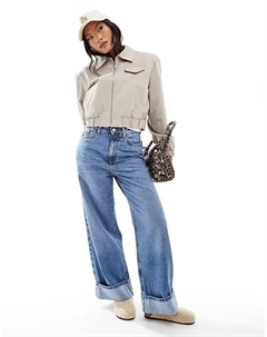 Куртка-бомбер с верхним воротником и карманами цвета овсянки Asos