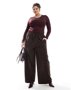 Натягивать широкие брюки шоколадного цвета Yours