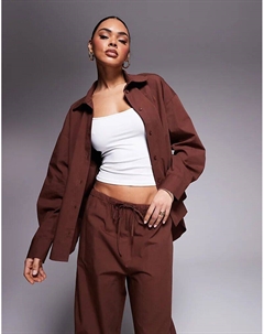 Рубашка свободного кроя коричневого цвета (часть комплекта) Asos design